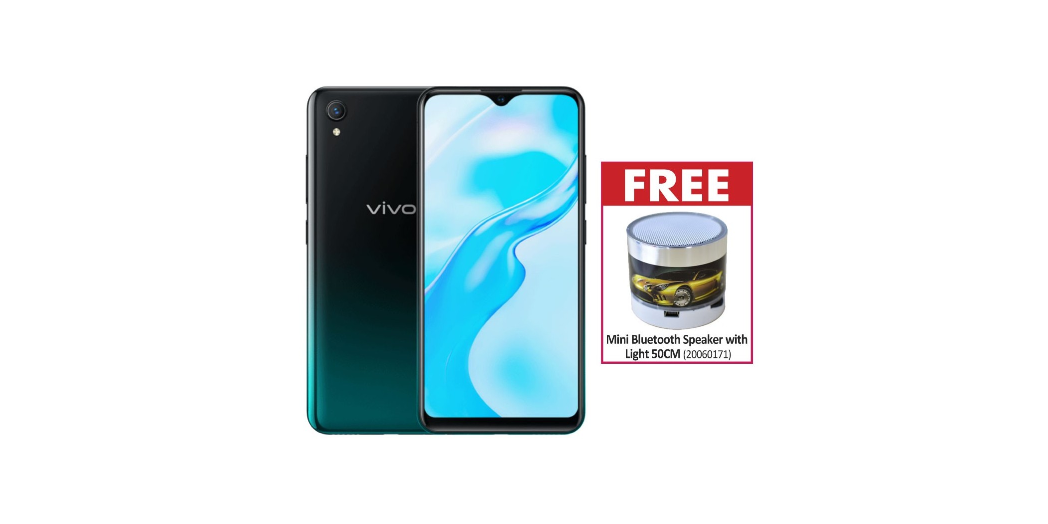 Vivo Y1s Olive Black & Free Mini Bluetooth Speaker with Light 50CM
