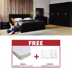 Angel Bedroom Set 180x200cm Black Matte Color & Free Slumberland Flexi King Size 180x200cm + 2 Pillows