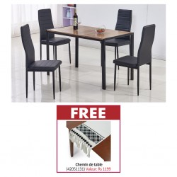 Tithonia Table and 4 Chairs Metal/MDF & Free Table Runner 1 135x150cm 100% Polyester MAT-270014