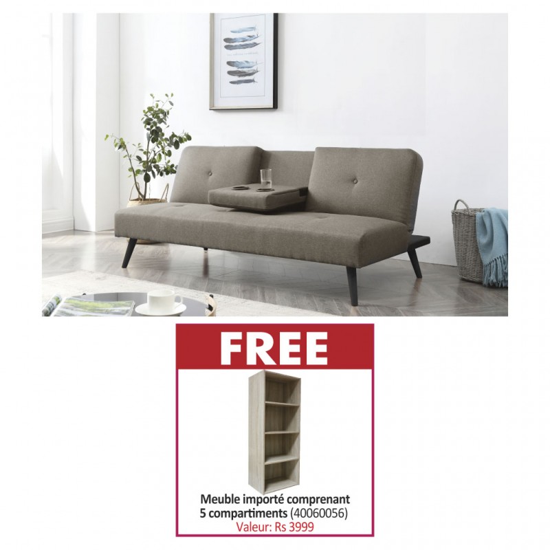 Croatia Sofa Bed Beige Fabric & Free Nexus Shelving Oak Particle Board MB082