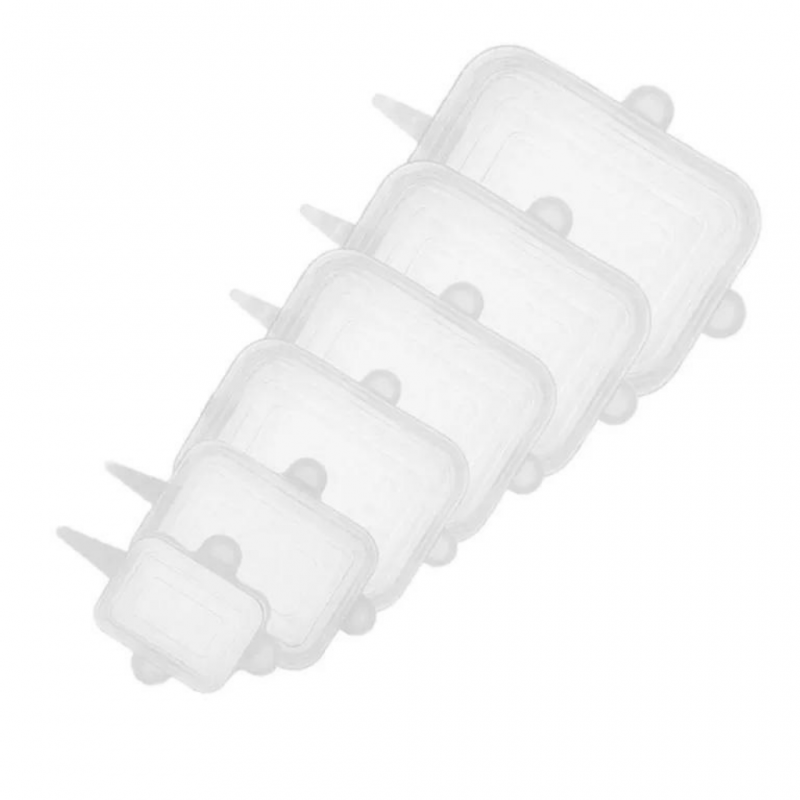 Lids Silicon Rectangular SRECLW White Cover 6pcs of Different Diameter "O"