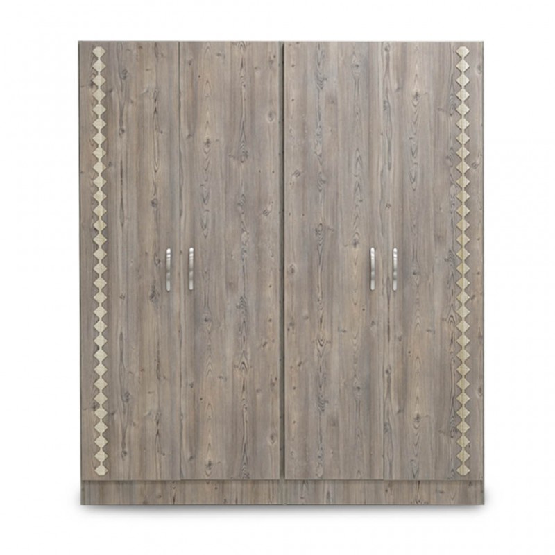 Dublin Wardrobe 4 Doors MDF Natural Grey Pine