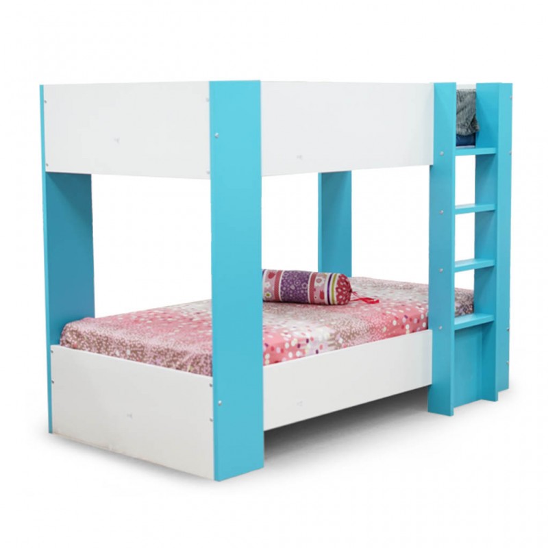 Glitter Bunk Bed 190cm White & Blue Particle Board