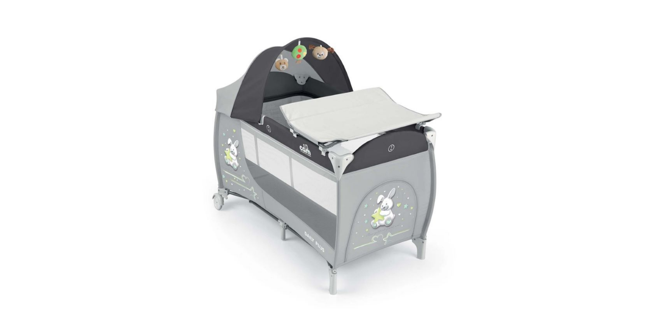 Cam Daily Plus Travel Cot Rabbit (Dark Grey/Grey)