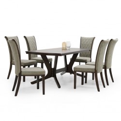 Simon Table and 6 Chairs Dark Rubberwood