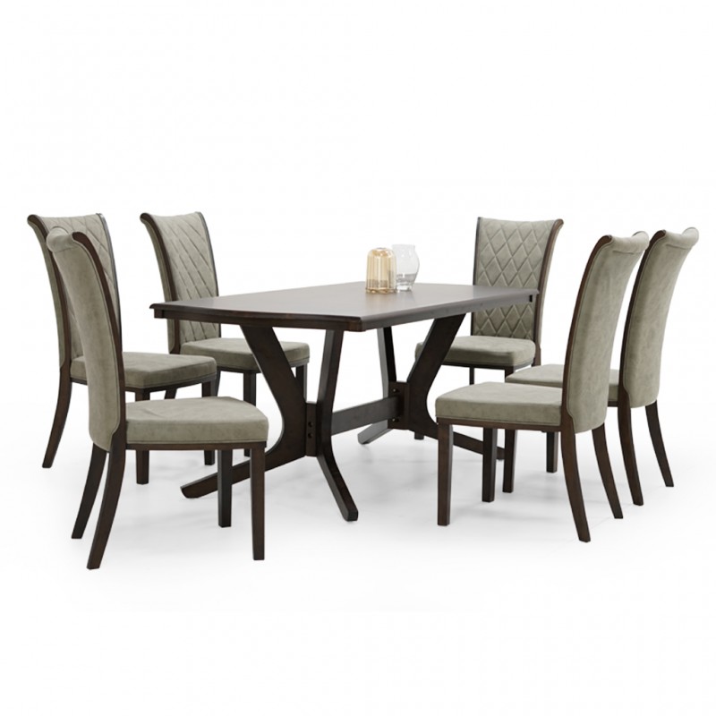 Simon Table and 6 Chairs Dark Rubberwood Simon Table and 6 Chairs Dark Rubberwood