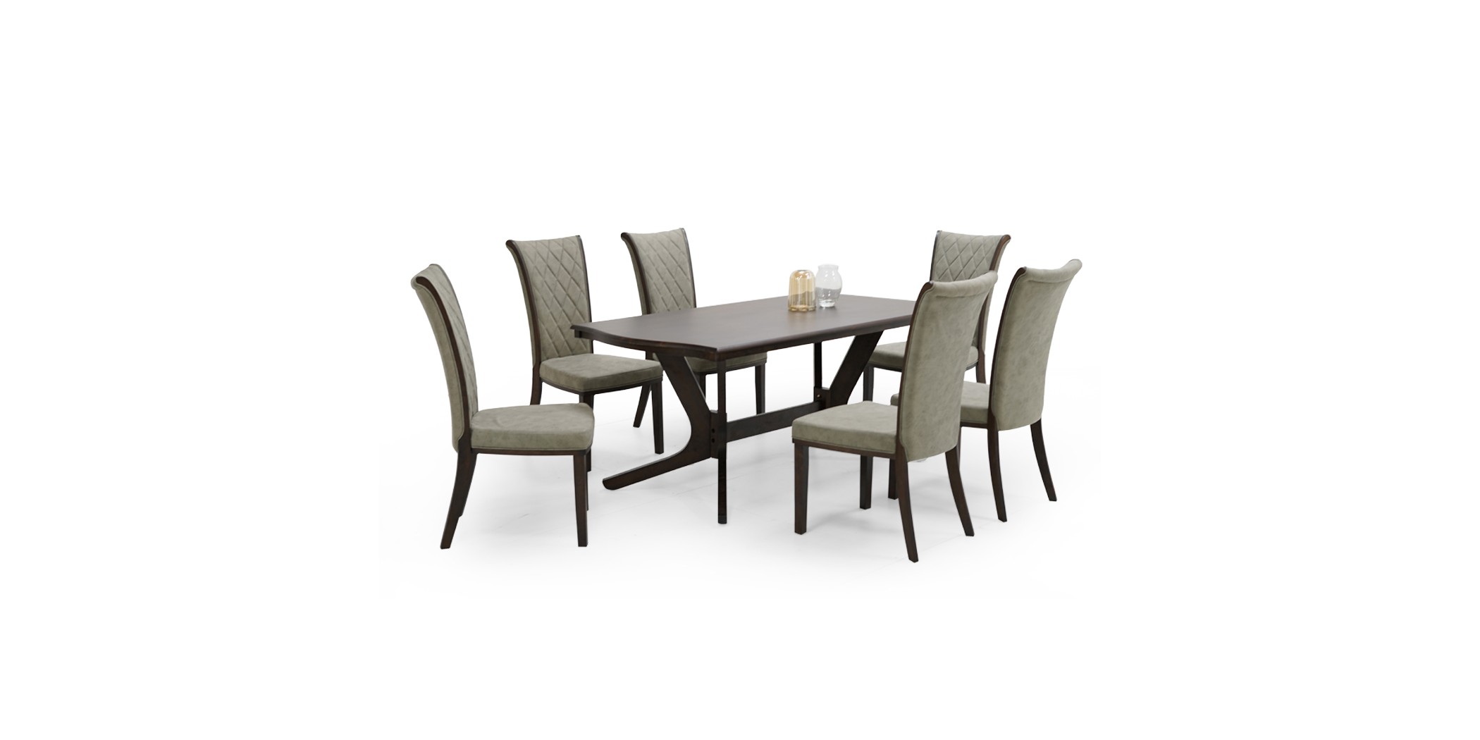 Simon Table and 6 Chairs Dark Rubberwood
