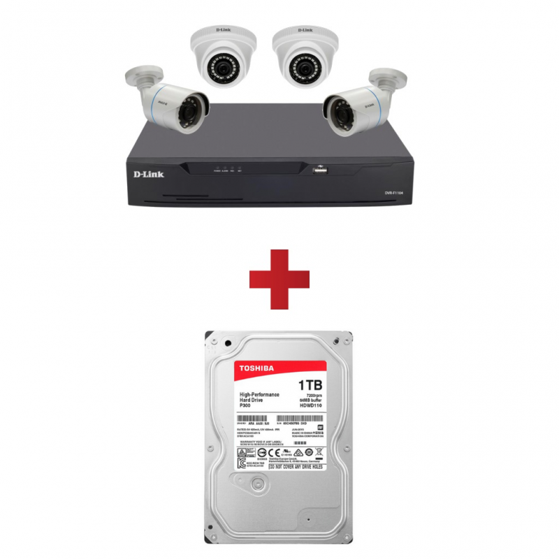 DLINK 4 Cameras Kit DCS-P4 & Free 1TB HDD for D Link