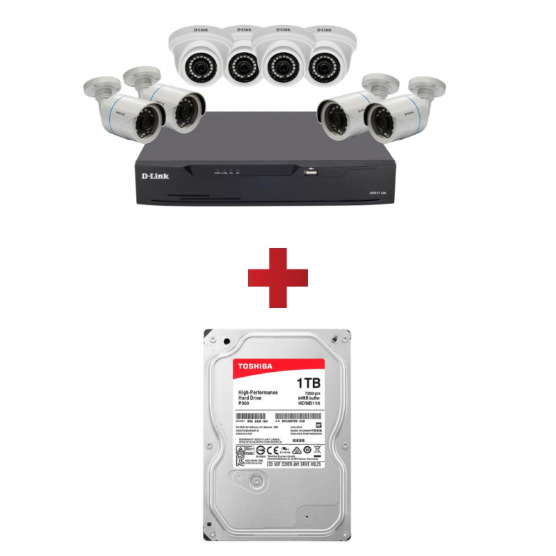 DLINK 8 Cameras Kit DCS-P8 & Free 1TB HDD for D Link