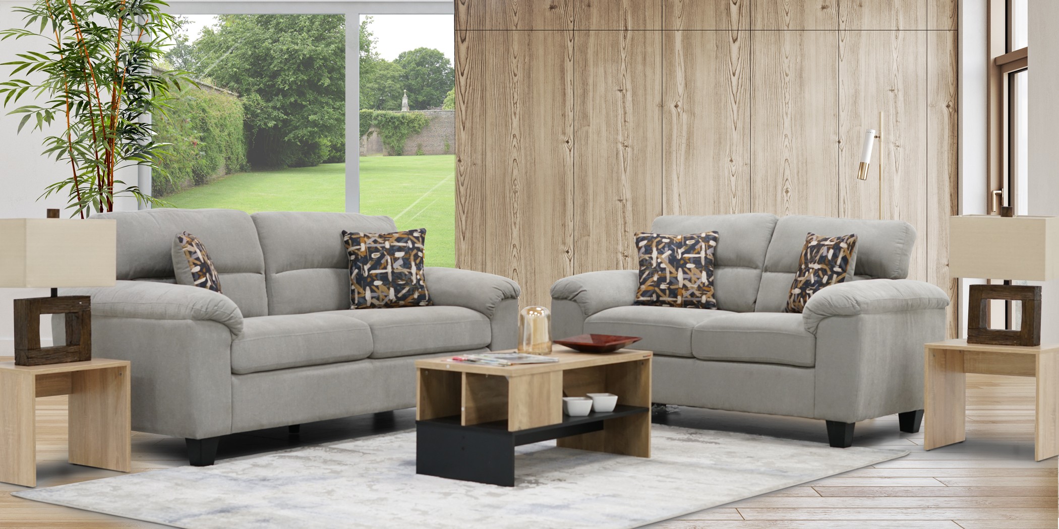 Penington Sofa 3+2 in Fabric Riley Cement