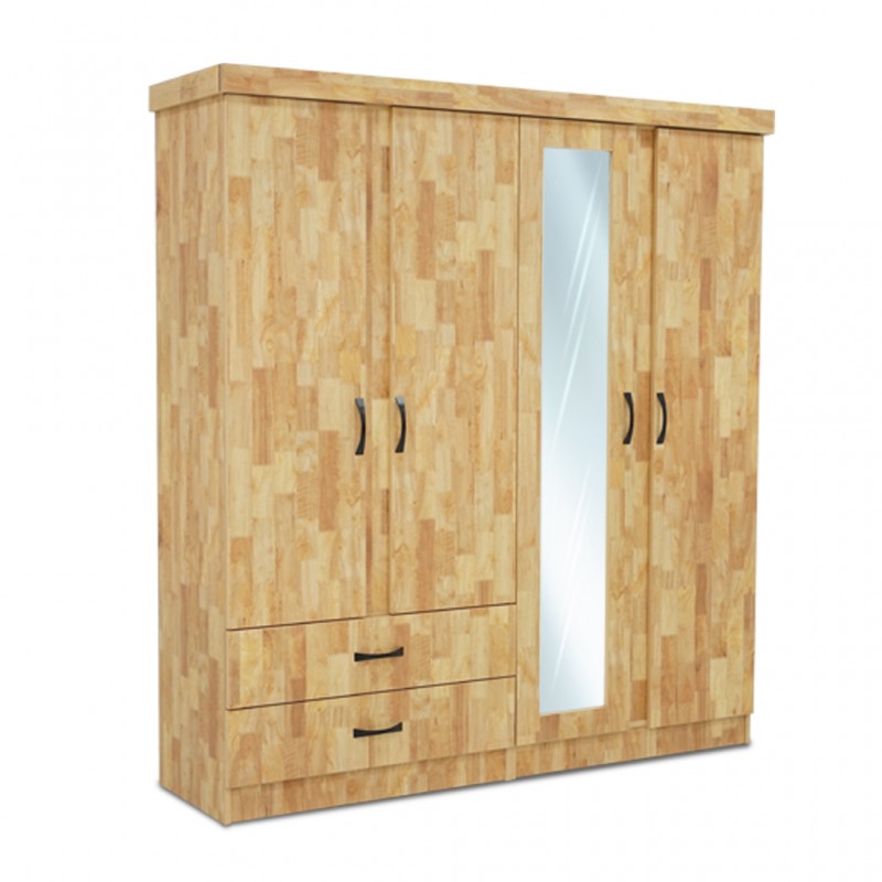 Walton Wardrobe 4 Doors MDF Joint Wood Grey Walton Wardrobe 4 Doors MDF Joint Wood Grey