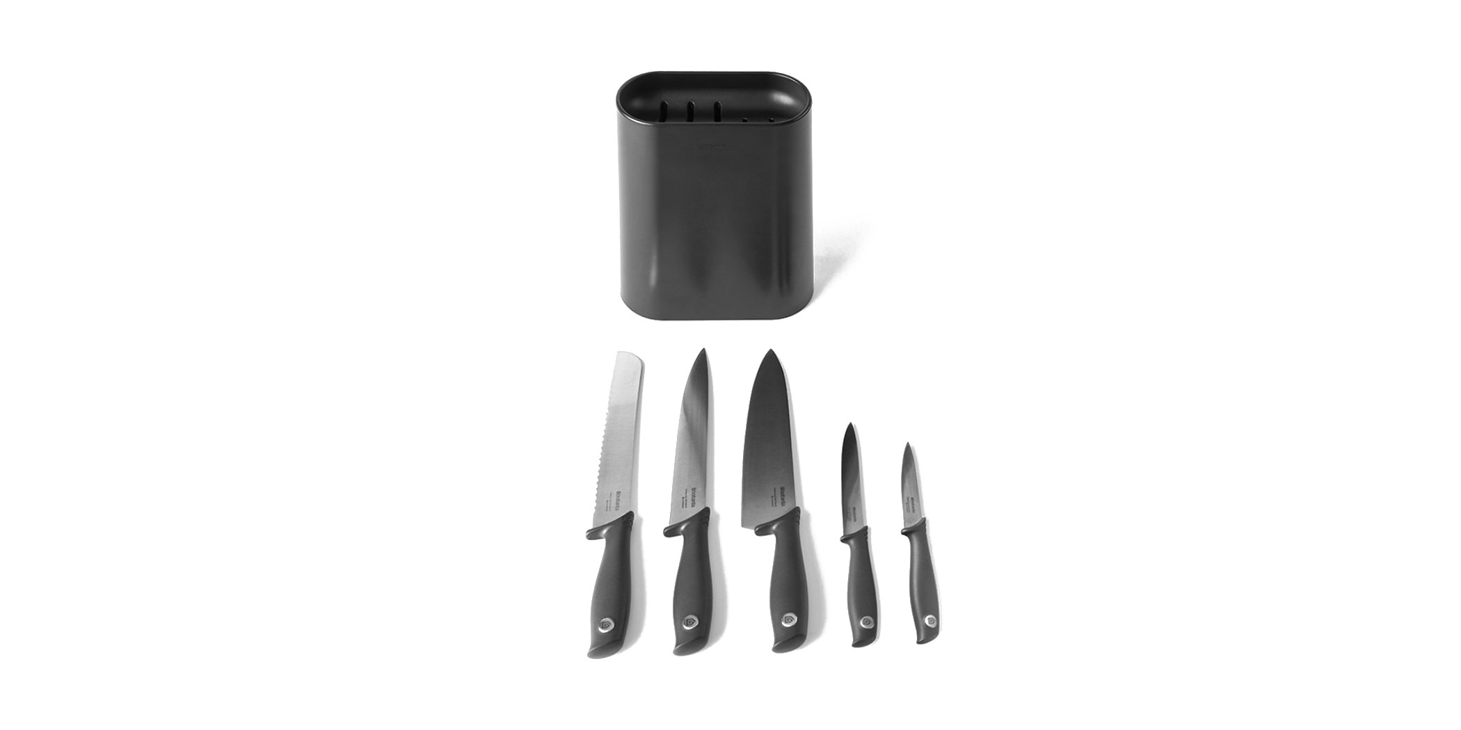 Brabantia 123061 TASTY+ Dark Grey Knife Block + Knives 5YW "O"