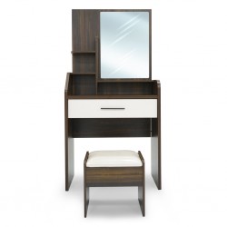 Elvera Dressing Table With Stool Brown+Cream