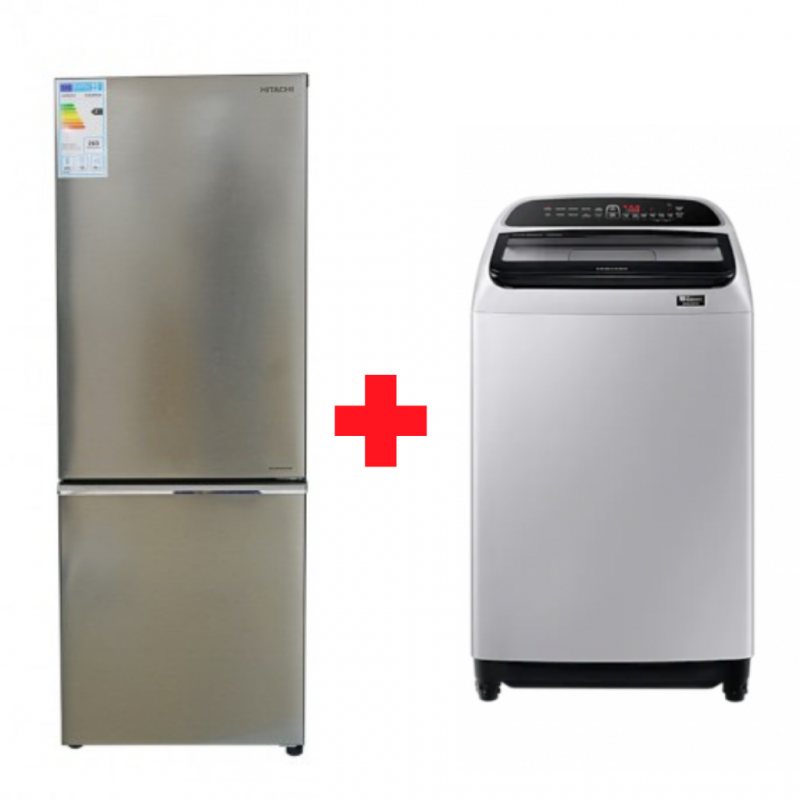 Hitachi R-B330PRU8 Refrigerator + Samsung WA11T5260BY Washing Machine