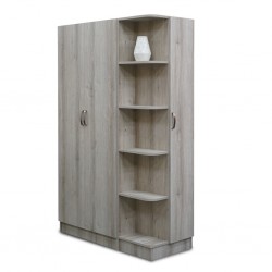 Azell 3 Dr wardrobe with open shelf+mirror MDF