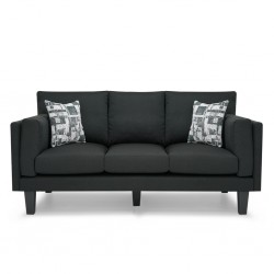 Burbank 3 Seater Black W/Grey Cushion Fabric (AFG)