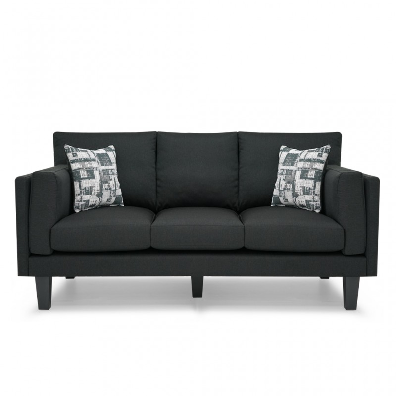 Burbank 3 Seater Black W/Grey Cushion Fabric (AFG)