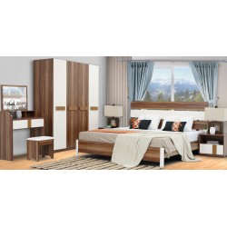 Ottavia Bedroom Set 180x200 cm Walnut+Beige Color