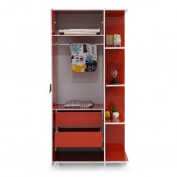 Rally Wardrobe 2 Doors Particle Board Red Color