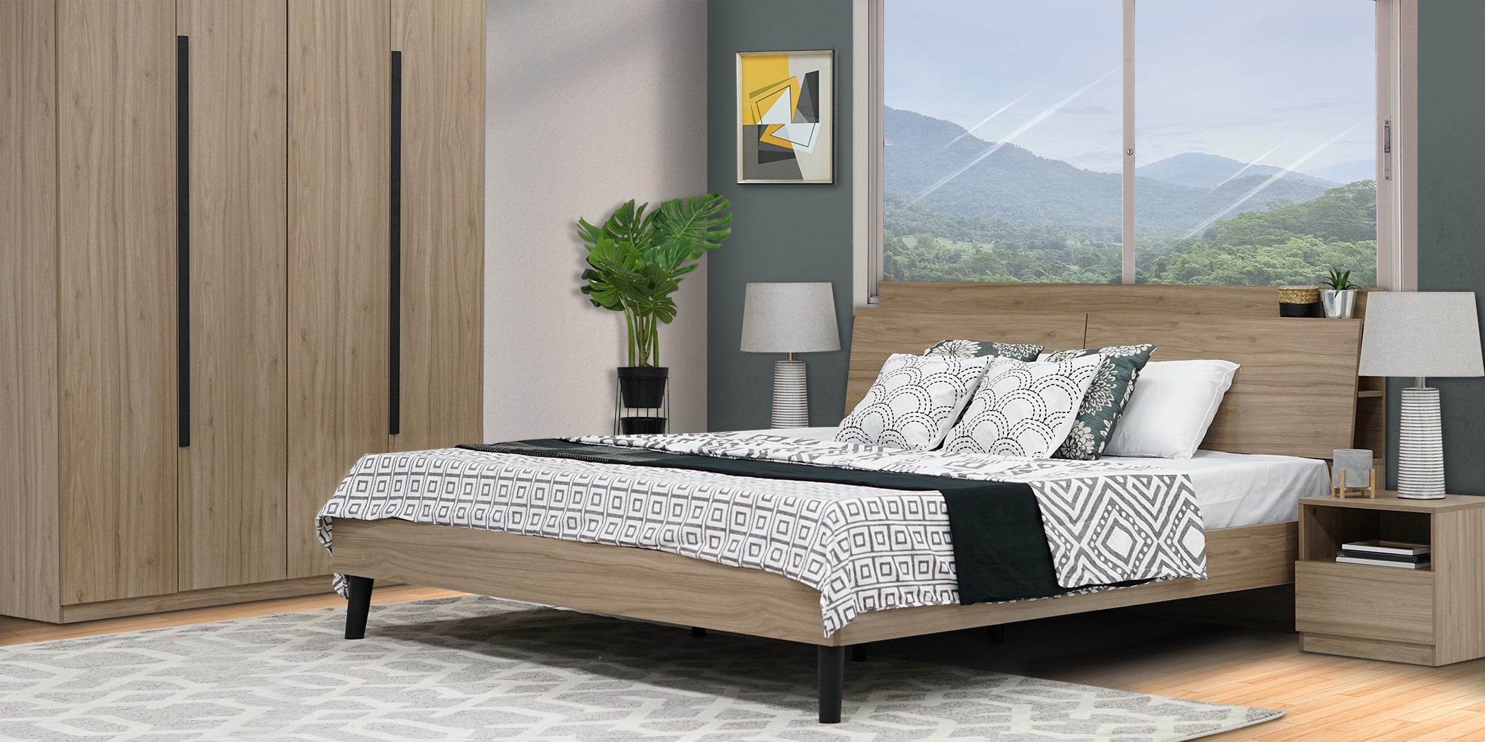 Alessia Bedroom Set 180x200 cm Walnut Color