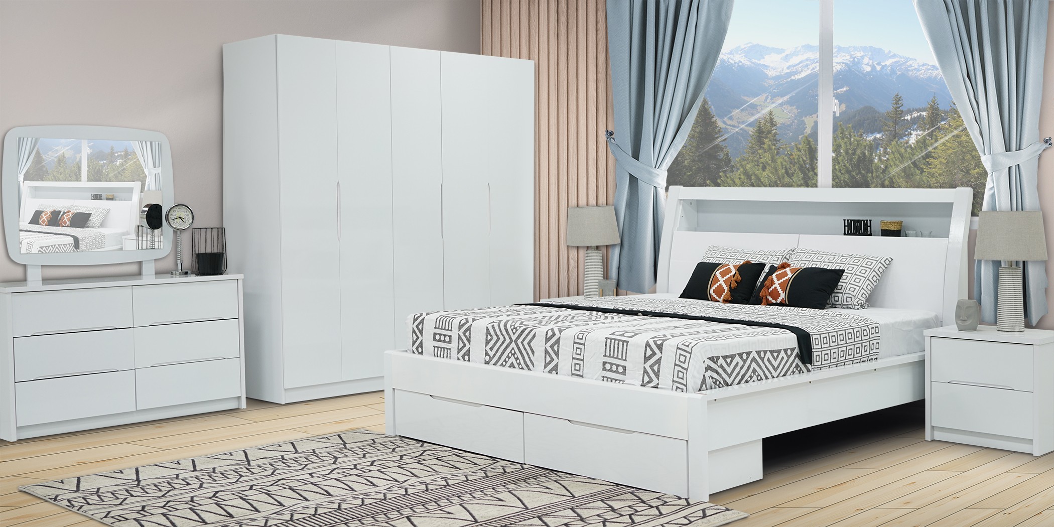 Vanissa Bedroom Set 180x200 cm White