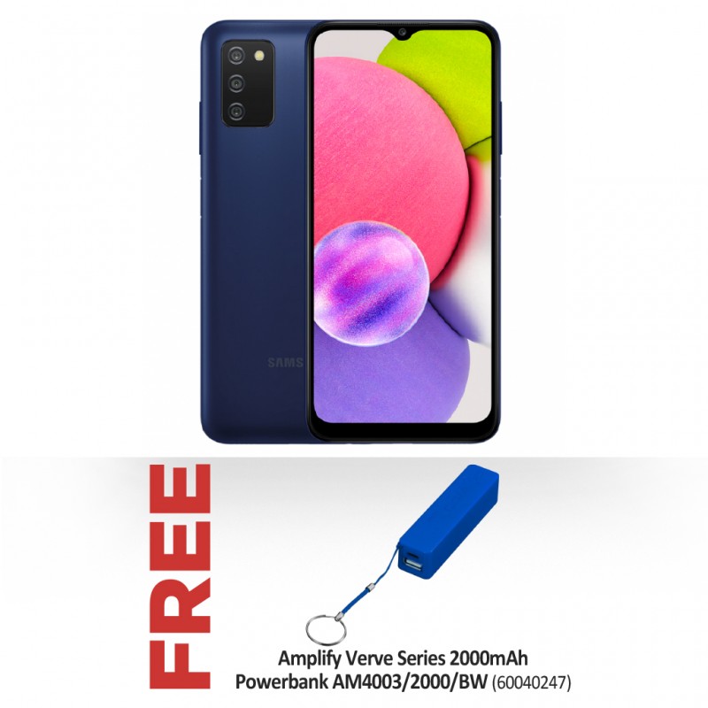 SAMSUNG GALAXY A03S Blue & Free Amplify Verve Series 2000mAh Powerbank AM4003/2000/BW[V1]