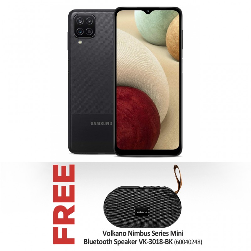 Samsung Galaxy A12 Black & Free Volkano Nimbus Series Mini Bluetooth Speaker VK-3018-BK