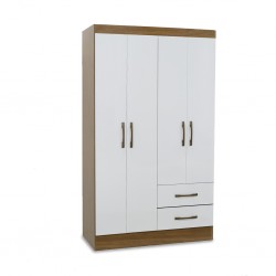 Chile Wardrobe 4 Doors Naturale/White+Legs