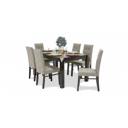 Bonia Table+6 chairs Dark Walnut Rubberwood