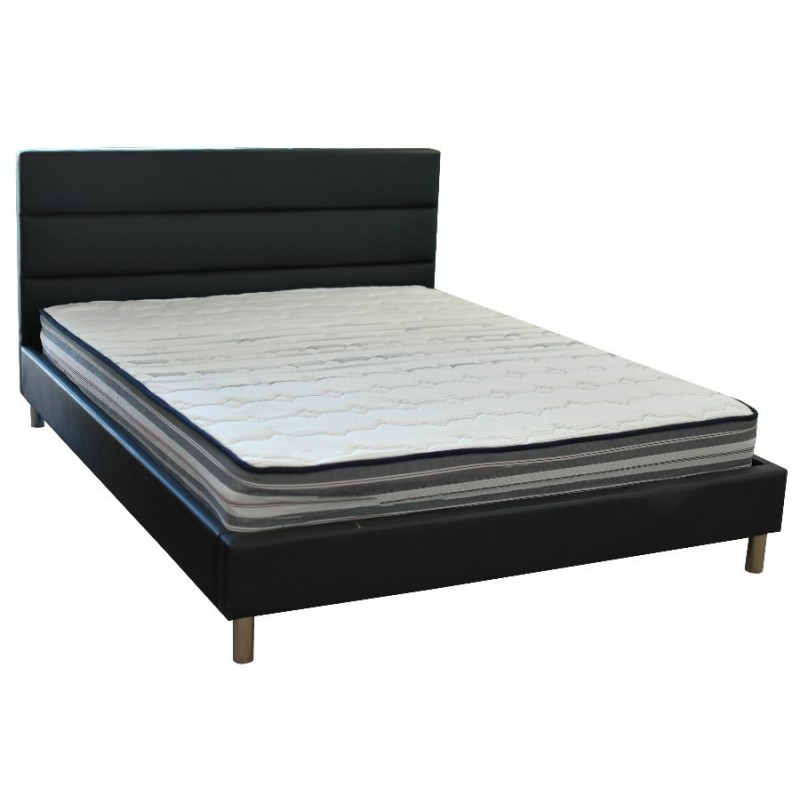 Rimes Bed 150x190 Black PVC Headboard