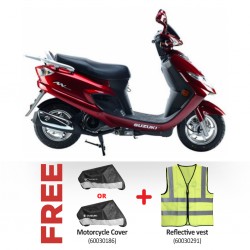 Suzuki AN125 Red 124CC Scooter & Free Motorcycle Cover + Reflective vest