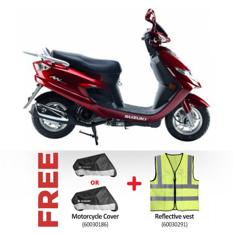 Suzuki AN125 Red 124CC Scooter & Free Motorcycle Cover + Reflective vest Suzuki AN125 Red 124CC Scooter & Free Motorcycle Cover + Reflective vest