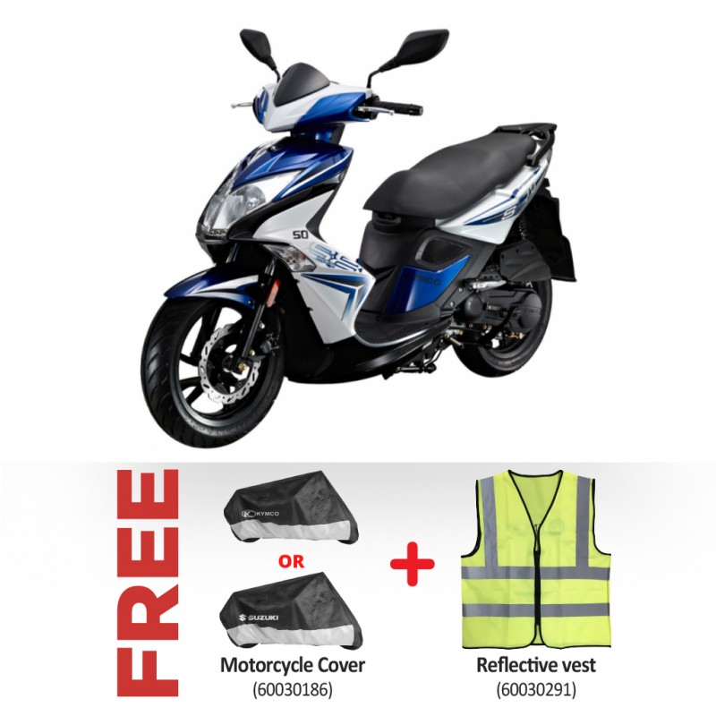 Kymco Super 8 125 Blue Scooter & Free Motorcycle Cover + Reflective vest Kymco Super 8 125 Blue Scooter & Free Motorcycle Cover + Reflective vest