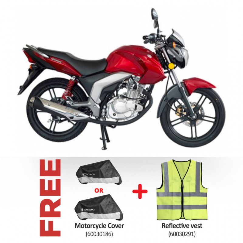 Suzuki GSX125 125cc Red Motorcycle & Free Motorcycle Cover + Reflective vest