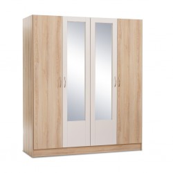 Neo Wardrobe 4 Doors Oak and White MDF