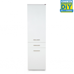 Angeles Home 6.5 in. W x 7 in. D x 27 in. H White Freestanding Narrow Linen Cabinet with 4-Shelves and Top Slot for Bathroom