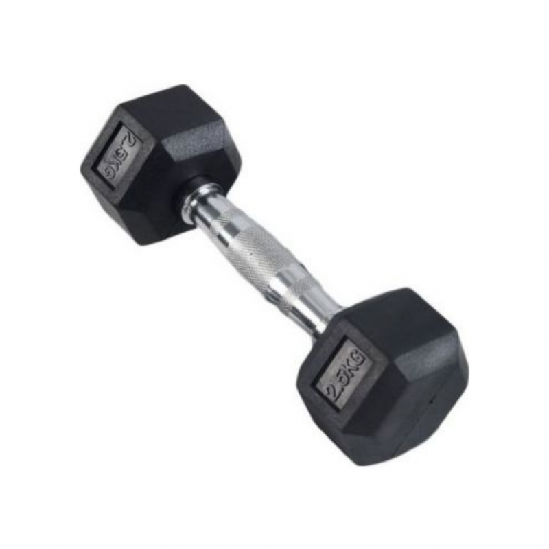 Black Rubber Hex Dumbbell Set 2.5kg