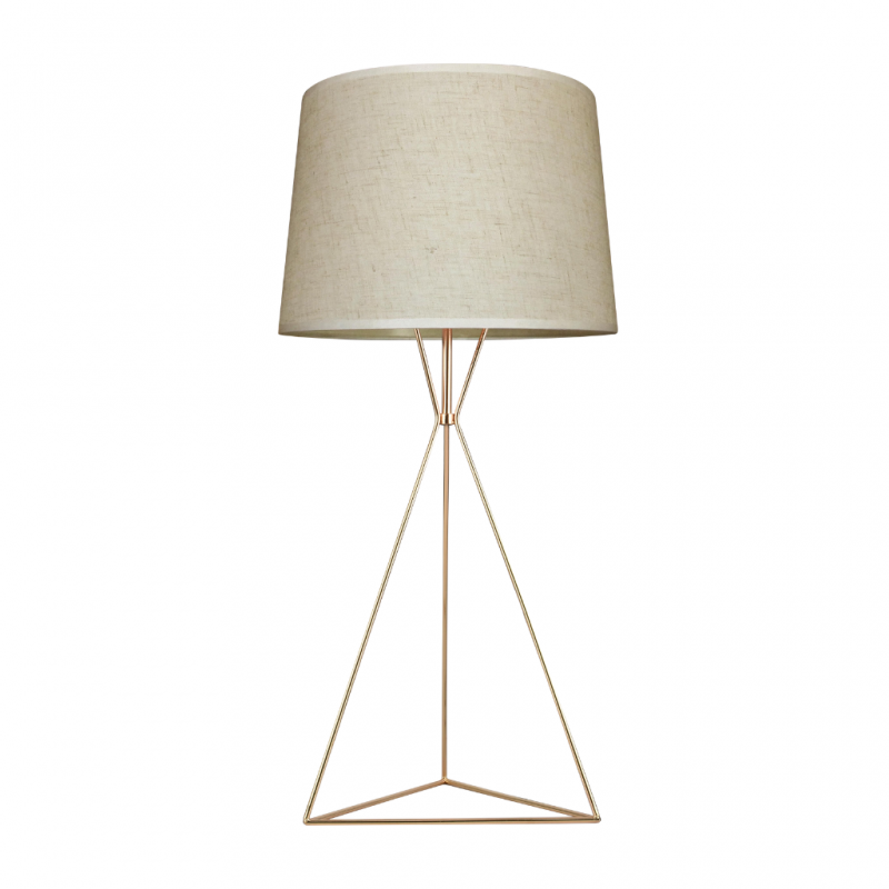 Table Lamp Metal Abajur Piramide Beige D25xH48 cm