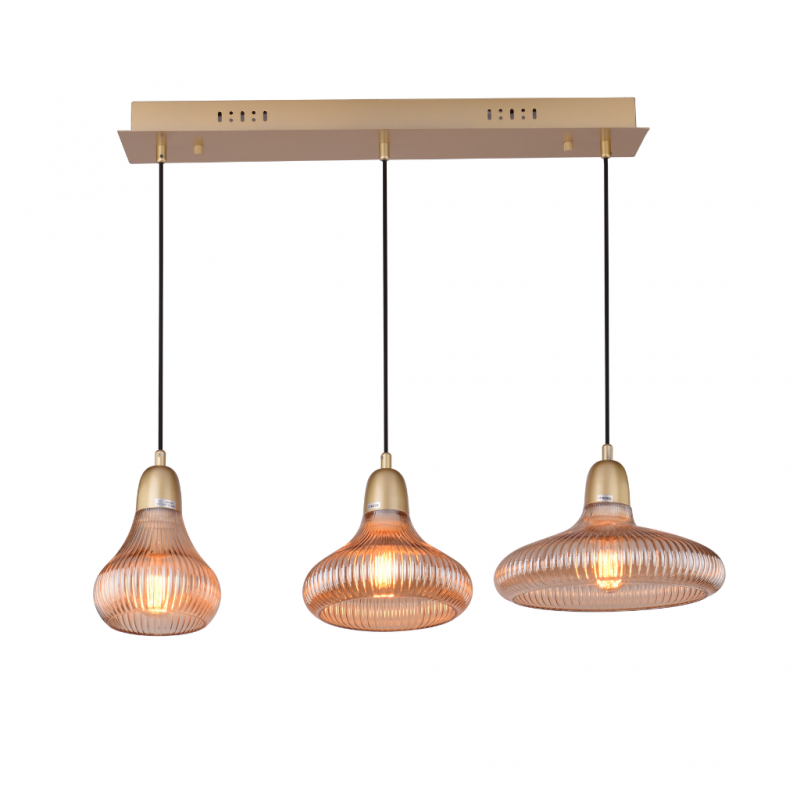 Pendant Lamp Metal & Glass 96925 L70xW11xH5.5 cm Pendant Lamp Metal & Glass 96925 L70xW11xH5.5 cm