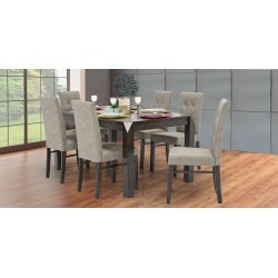 Bonia Table+6 chairs Dark Walnut Rubberwood