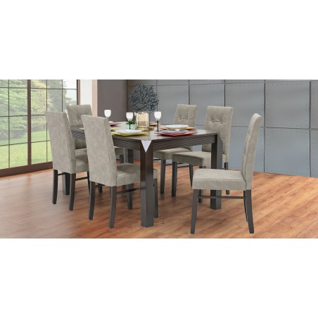Bonia Table+6 chairs Dark Walnut Rubberwood