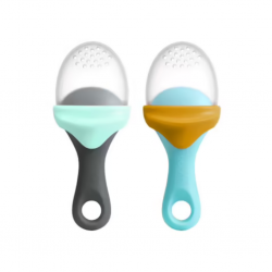 Boon Pulp Silicone Feeder B11417 Set Of 2 Blue & Mustard and Gray & Mint