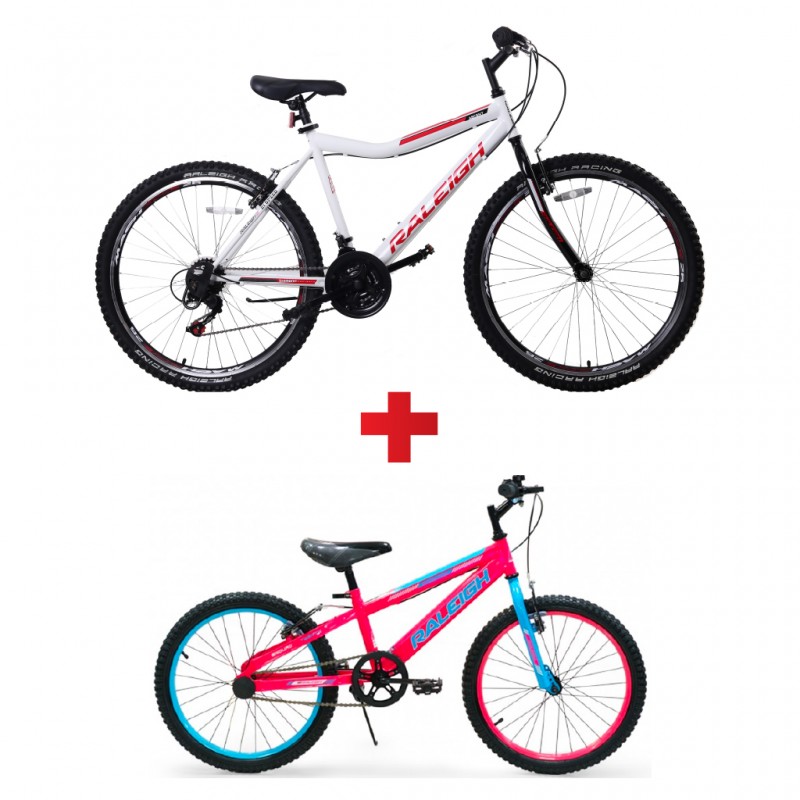 Raleigh Ascent 26M Unisex MTB + Raleigh Enduro20GMDD-17 20'' Girls Mountain Bike