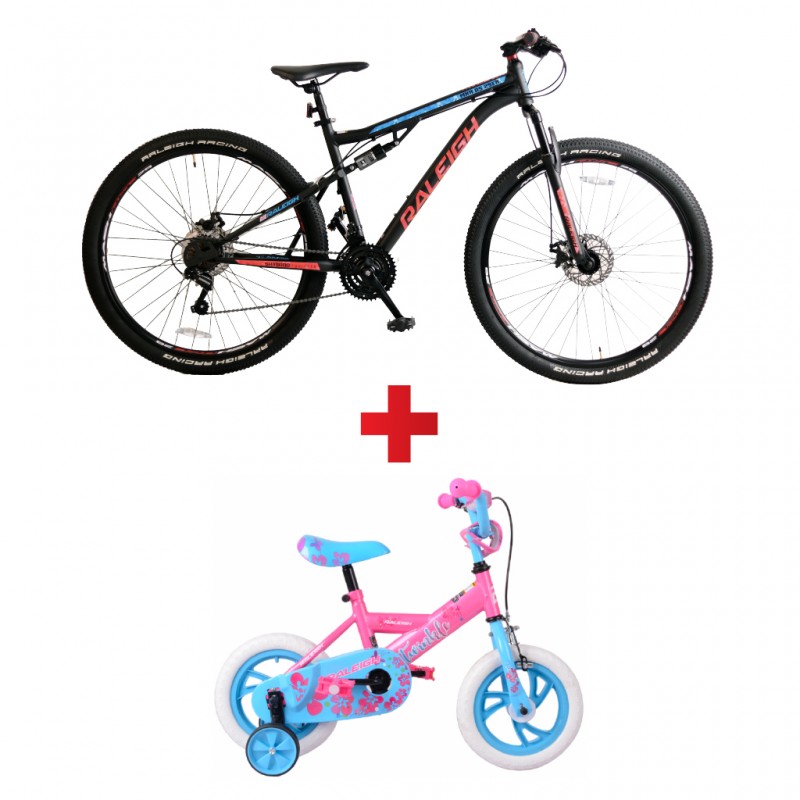 Raleigh MXRDS29-15 29'' Dual Suspension MTB + Raleigh Twinkle 12-19-12 Girls Bike Raleigh MXRDS29-15 29'' Dual Suspension MTB + Raleigh Twinkle 12-19-12 Girls Bike