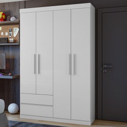 Zeus Wardrobe 4 Doors White Particle Board