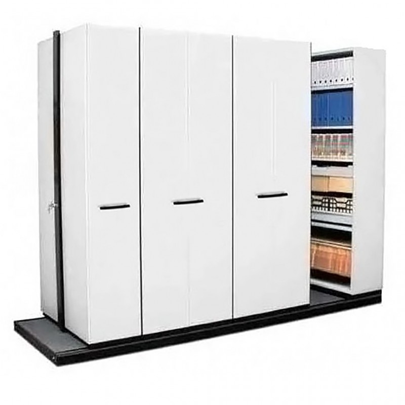 Bulk Storage-4 Bays White Hand Push Mobile Compact Bulk Storage-4 Bays White Hand Push Mobile Compact