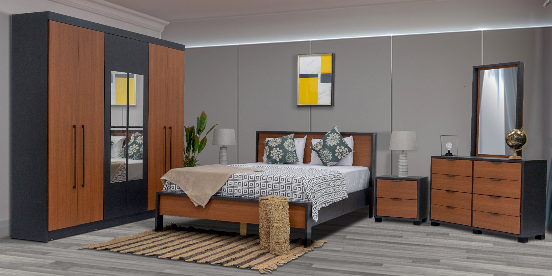 Fabiana Bedroom Set 160x200 cm Terracota/On Fabiana Bedroom Set 160x200 cm Terracota/On
