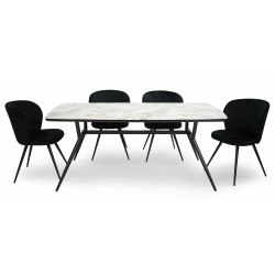 Pluto Table and 6 Chairs Metal & Glass