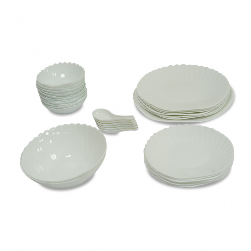 Dinner Set 33 PCS Shell Opal Glass White Dinner Set 33 PCS Shell Opal Glass White