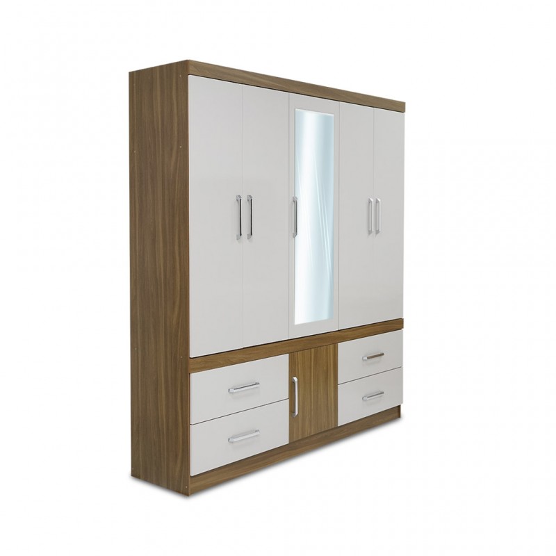 Guaruja Wardrobe 6 Doors Almond/Off White Color